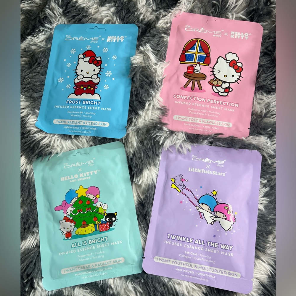 Hello Kitty The Creme Shop Holiday Masks NIB 4 Sheet Masks